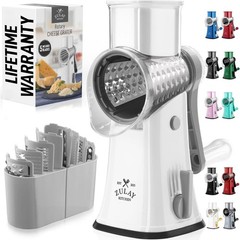 Manual Rotary Cheese Grater 5 Blade Shredder & Vegetable Slicer