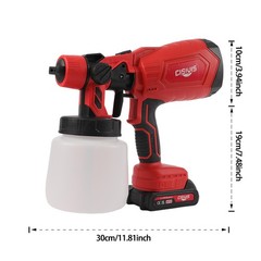 With 2 Batteries High Pressure Cordless Paint Sprayer Electric HVLP Spray Gun.