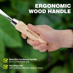 WORKPRO 12″ Crack Weeder Tool with Wooden Handle L-Shaped Side-Walk Weed Puller
