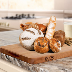 John Boos Chop-N-Slice Wood Cutting Board with Finger Grips, Maple 18″x12″