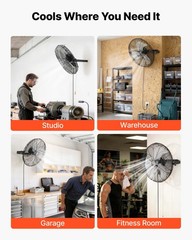 VEVOR 18 in Wall Mount Fan 2 Pack 3 Speed Long Airflow Industry Garage Workshop