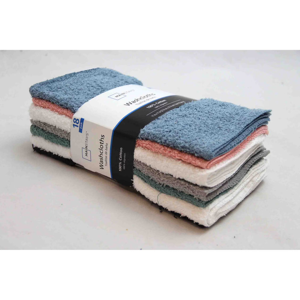 Mainstays 18-Pack Washcloth Bundle, Pastel