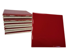 Candy Apple Red Ceramic Tile 4.25 in Subway Subway Square Mid Century Modern