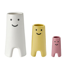 IKEA FRÖVÄXT Collection Vases White/Yellow/Pink Stoneware Modern Set of 3