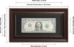 Paper Money Holder Dollar Bill Display Currency Frame, Easel Stand & Wall Hanger