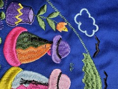 Ecuador Embroidered Apron Blue Andean Folk Art Woven Pockets Latin American
