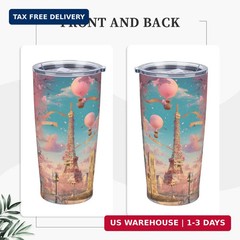 Paris Eiffel Tower Tumbler with Lid and Straw 20oz Coffee Tumblers Leakproof Sta