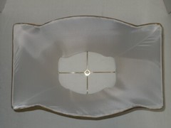 BEAUTIFUL SHANTUNG GOLD PLEATED SILK FABRIC RECTANGULAR LAMP SHADE SOME FLAWS