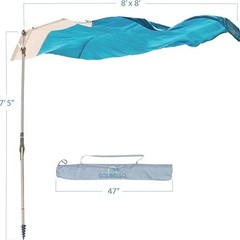 Beach Umbrella Windproof UPF 50+ 96 Inch Square Shade Quick Setup