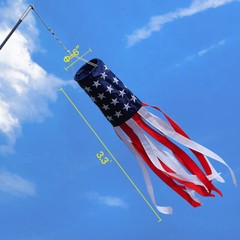 2 Pcs 40 Inch American US Flag Windsock USA Patriotic Decorations Embroidered