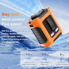 Portable Waist Fan Clip On 10000mAh Rechargeable Personal Cooling Neck Shirt Fan
