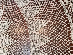 Round Handmade Crochet Lace Tablecloth COLOR BEIGE 100 % COTTON –