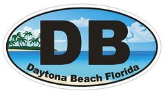 DB Daytona Beach Florida Oval Bumper Sticker or Helmet Sticker D1122