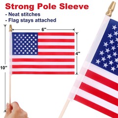 50 Pcs Small American Flags with Wooden Sticks 4×6″ Handheld United States Flag
