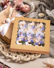 55pcs Brown Pie Boxes 8x8x2.5 inches Easy Assemble Macaroon Bakery Boxes Cook…