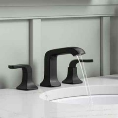 KOHLER Rubicon 8 in. Widespread Double Handle Bathroom Faucet in Matte Black