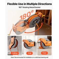Uimoso Retractable Air Hose Reel,50FT x 3/8In, Air Compressor Hose, Max 300 PSI