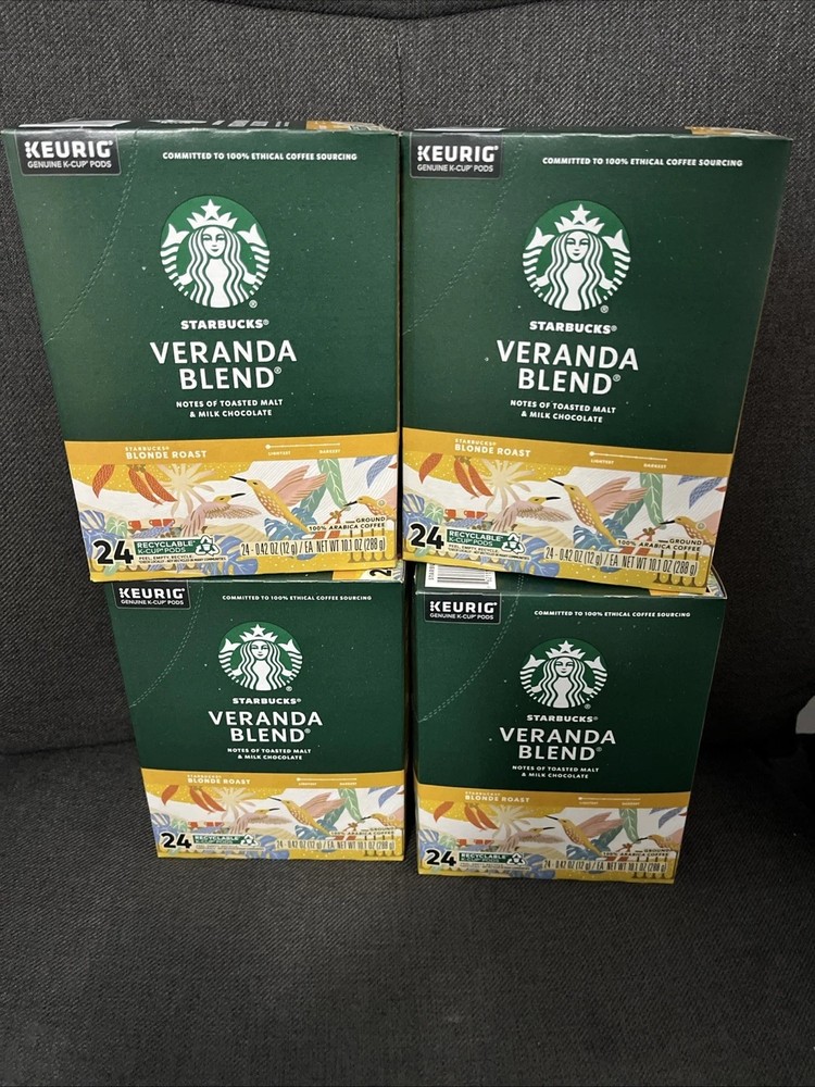 96 ct Starbucks K-Cup Coffee Pods Blonde Roast Veranda Blend Keurig LOT Light