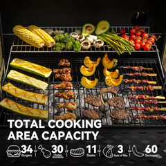 Royal Gourmet Offset Smoker 27.44-in W Black Barrel Charcoal Grill