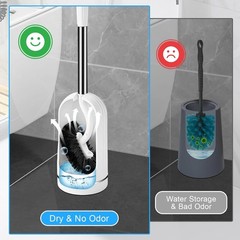 Toilet Brush and Holder Set, Curved Toilet Brush with Stainless Steel Handle