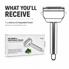Stainless Steel Dual-Blade Vegetable Peeler & Julienne Slicer for Fruit & Veggie