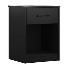 Ardent Nightstand W/ 1 Drawer Easy Assembly Sleek Black Finish Modern Design New