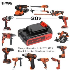 2PACK NEW 20V Lithium-ion Battery / Charger for BLACK DECKER 20 Volt LBXR20 LB20