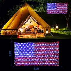 Solar American Flag Lights Outdoor,420 Leds American Flag Net Lights 6.5Ft X 3.2