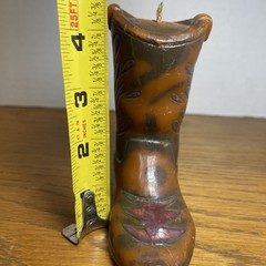Novalty Hand Made Western Boot Candle Hand Made 4.4in Tall