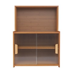 Kitchen Pantry Cabinet Small Storage Cabinet Cupboard with Sliding Glass Doors