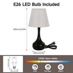 17” Table Lamps Set of 2 Touch 3-Way Dimmable for Living Room Bedroom Bedside