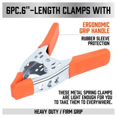 6Pcs 6″ inch Heavy Duty Metal Spring Clamps Tips Tool Clip 2.5″ Jaw Opening