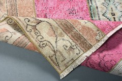 Turkish Vintage Rug 3×7,3 ft (91×223 cm), Pink Floral Rug