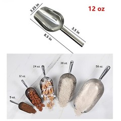 2x Stainless Steel Scoop Bar Ice Candy Dry Goods Popcorn Commercial Scooper 12oz