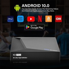 We2USat K3 PRO Android 10 TV Box 4GB+32GB | 6K UHD Streaming | WiFi 6