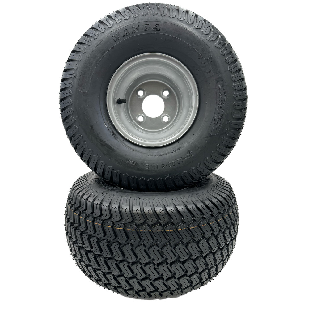 Set of 2 – Silver 20×10.00-8 Lawn Mower Tire and Rim (Compatible with Husqvarna)