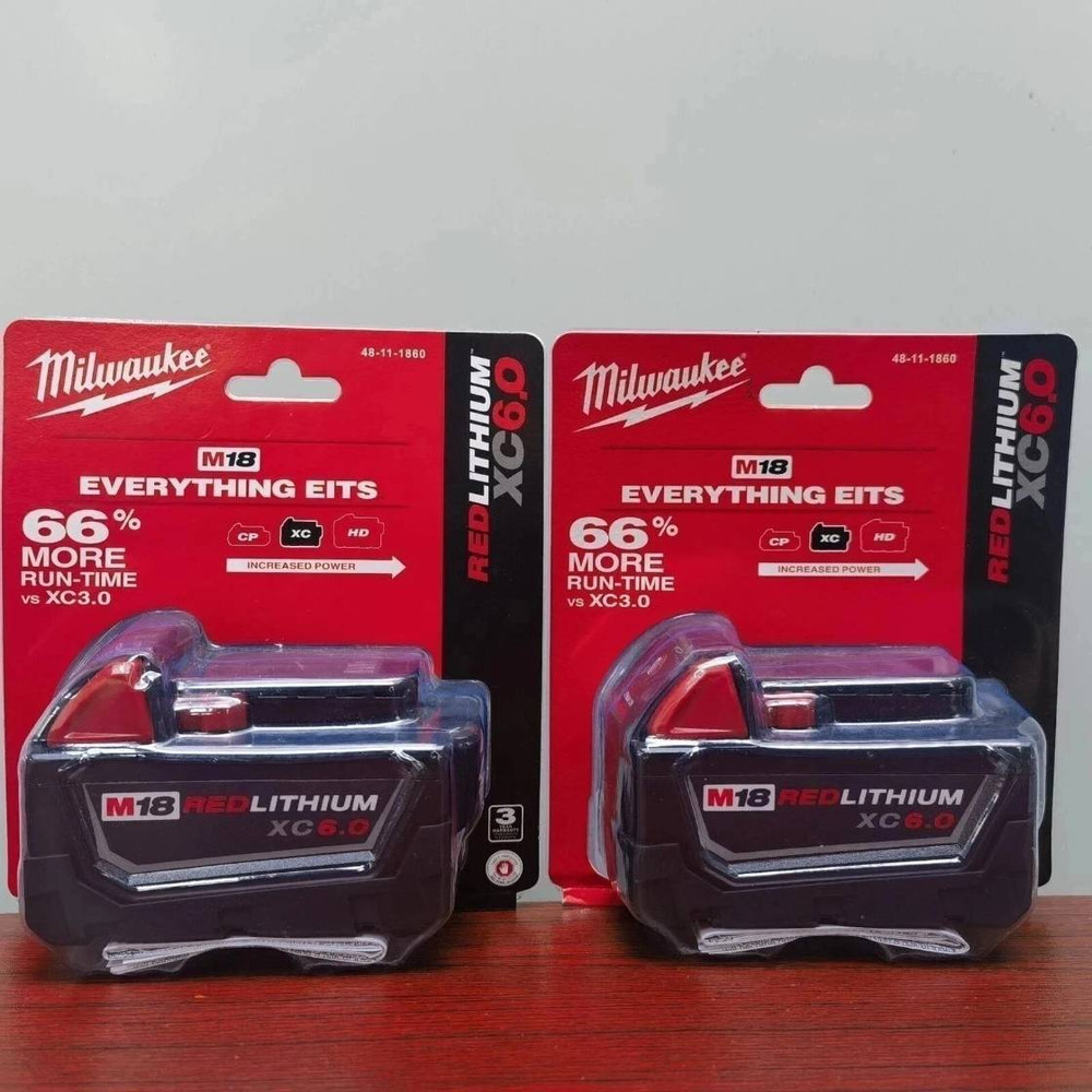 2 PCS 18V Milwaukee 48-11-1860 6.0 AH Batteries M18 XC18 48-11-1860 New In Pack