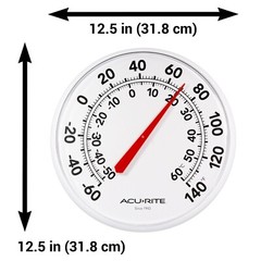 AcuRite Indoor Outdoor Thermometer, 12.5 in Wall Mount with Large Black Numbers