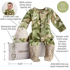 Big Dreamzzz Baby 2-Piece Layette Set in Backpack Gift Box, Tan, 0-6 Months Camo