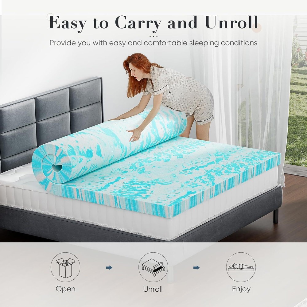 Memory Foam Mattress Topper Sleeper Sofa Thick Gel Infused Bed Toppers 2″ 3″