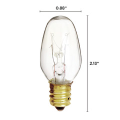 25 Pack Night Light Bulbs 7C7 7W Watt 120V Volt C7 Candelabra E12 Base Clear