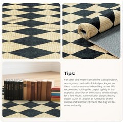 Elegant 2×6 Diamond Checkered Runner Rug – Machine Washable & Non-Slip