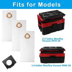 49-90-2016 Fleece Dust Bags Fit Milwauke 0960-20 Wet/Dry Vacuum and Milwauke …