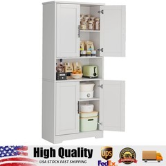 70″ Tall Kitchen Pantry Cabinet, Storage Cabinet with Doors & Adjustable Shelves