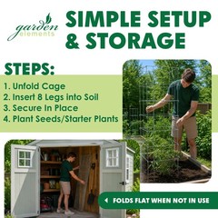 Garden Elements 8-Leg Big Brother Square Collapsible Tomato Cages, 58” (3 pack)