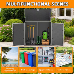 4.6 Ft. X 2.7 Ft. X 4.1 Ft. 304 Gal. Gray Resin Deck Box, Horizontal Outdoor Sto
