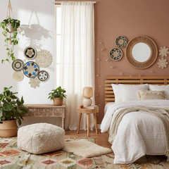 Brown 7.68 In. X 7.68 In. Wicker Wall Art Room Decor Hanging Wall Basket Decor