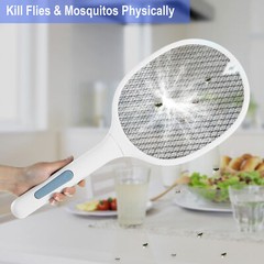 Rechargeable Dual-Mode Electric Fly Swatter Bug Zapper With Base, Lightweight