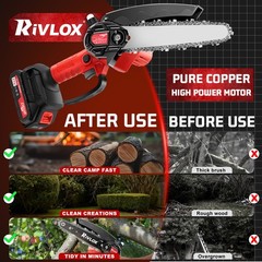 Mini Chainsaw 4/6 Inch Portable Electric Chainsaw Cordless with 2 Chainsaw