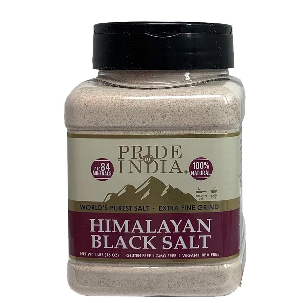 Pride Of India – Himalayan Black Salt (Kala Namak) Extra Fine, 1 Pound (16oz) Du